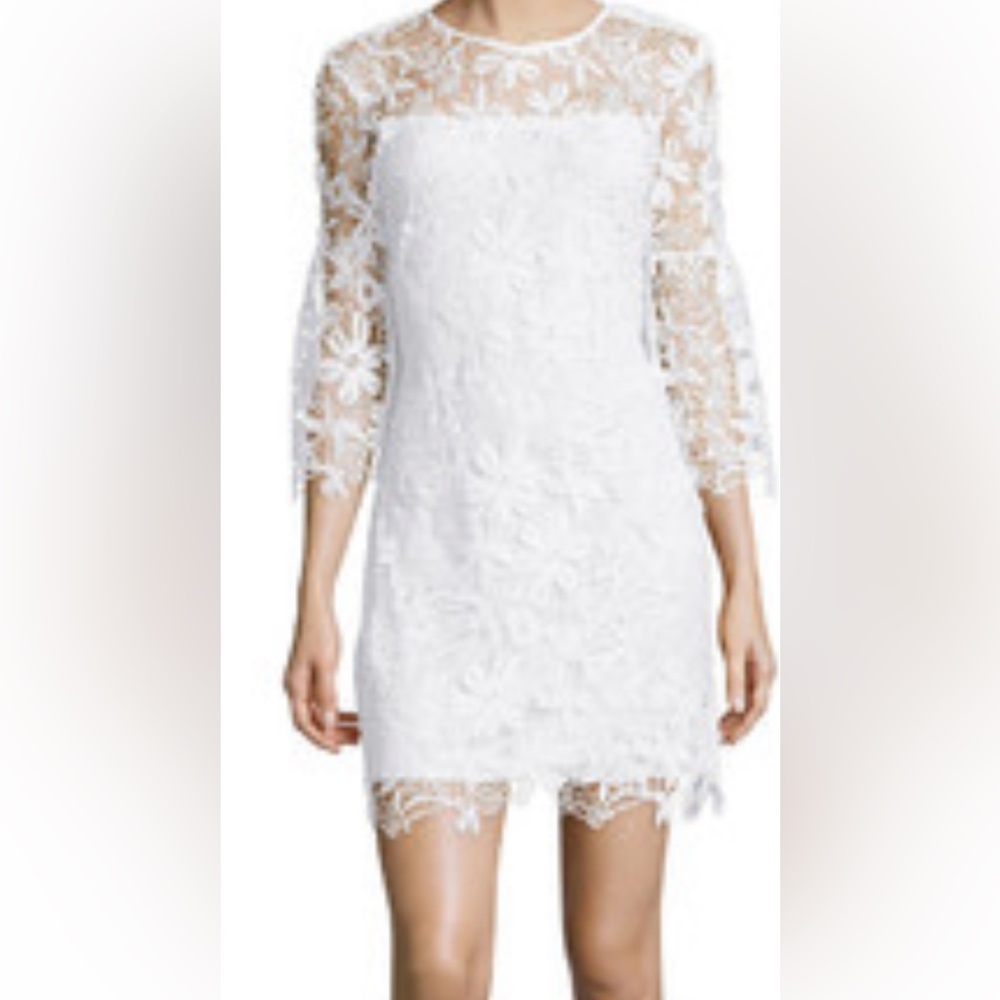 BISOU  BISOU White Crochet Dress with Bell Sleeves, size 8